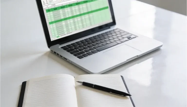 Otevřený notebook s tabulkou sportovních kurzů na obrazovce